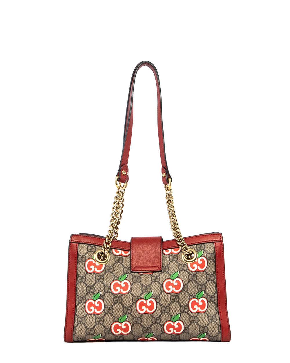 GUCCI PADLOCK SHOULDER BAG SMALL BROWN RED APPLE GG MONOGRAM CANVAS GHW 498156 204991 1879