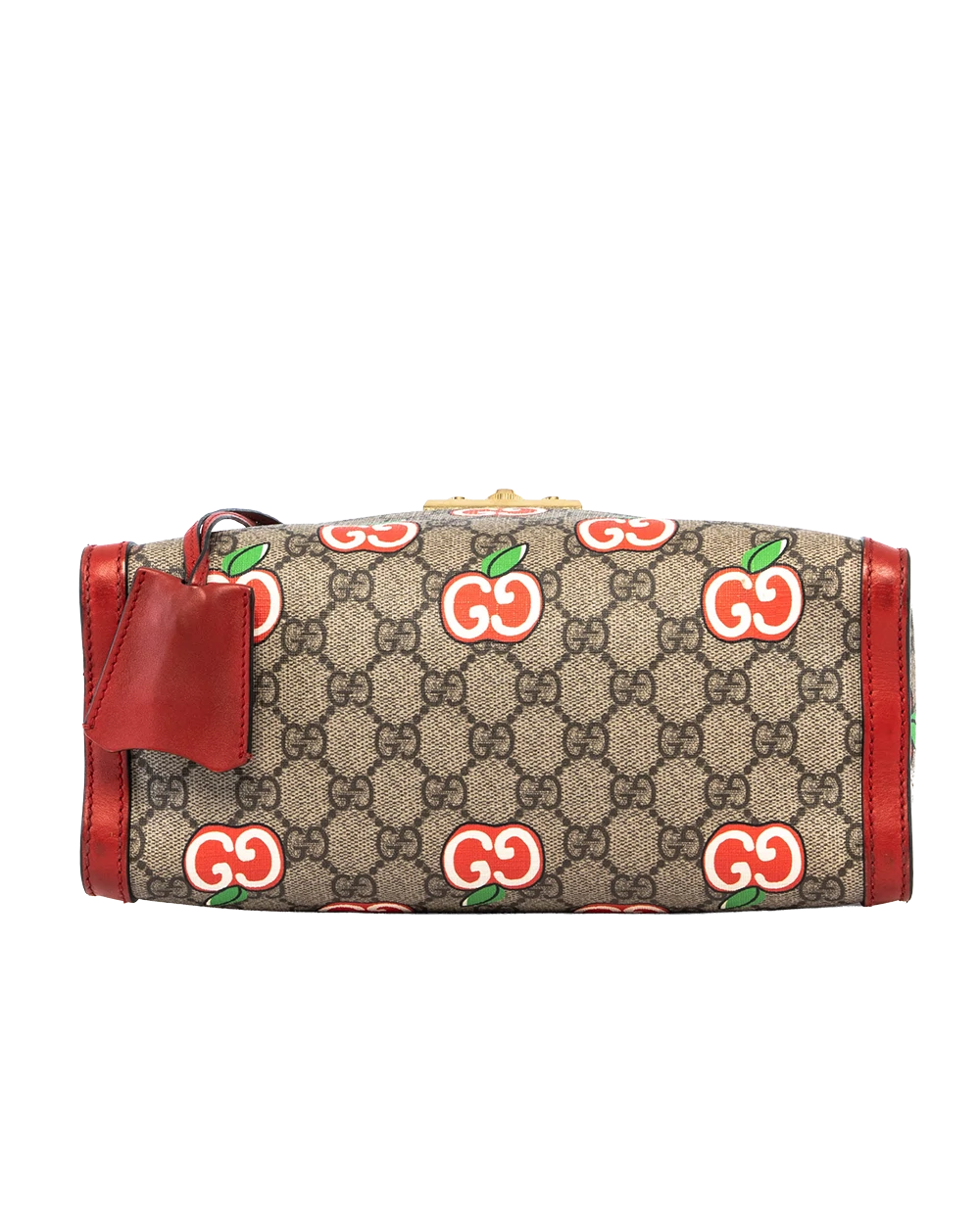 GUCCI PADLOCK SHOULDER BAG SMALL BROWN RED APPLE GG MONOGRAM CANVAS GHW 498156 204991 1885