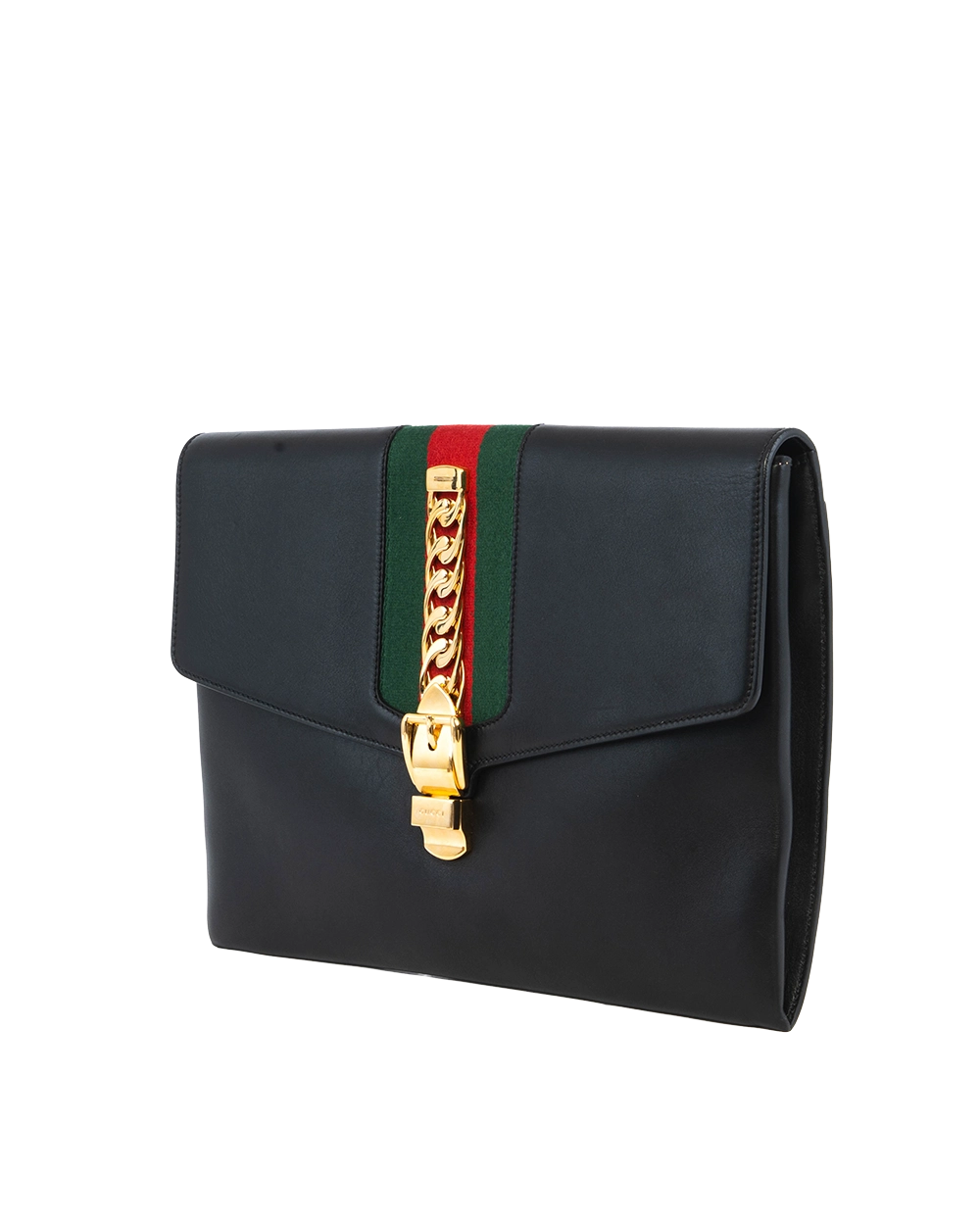 GUCCI SYLVIE CLUTCH BLACK CALF GHW 477630 520981 0682