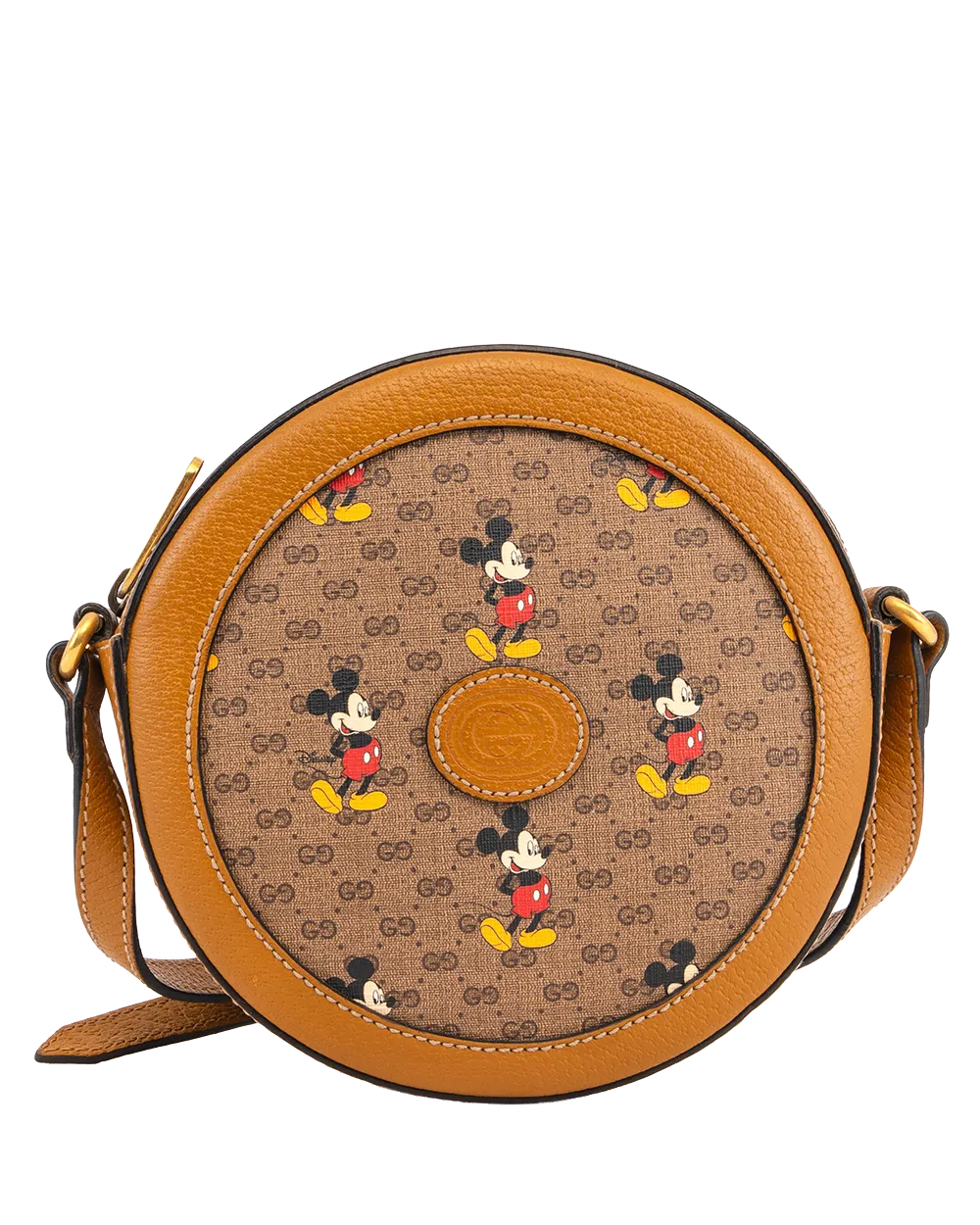 GUCCIxDISNEY ROUND SHOULDER BAG BROWN GG MONOGRAM CANVAS GHW 603938 213317 3053