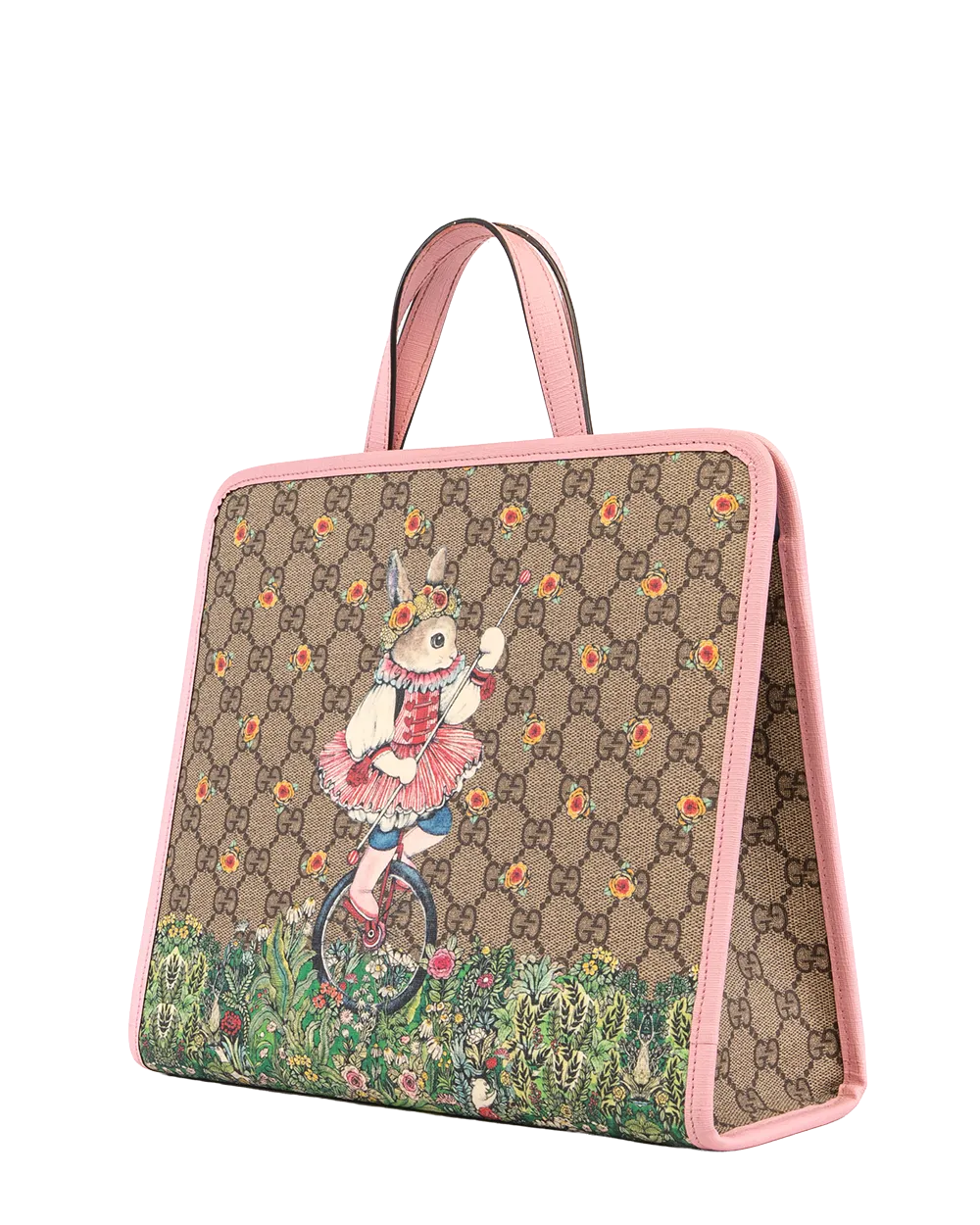 GUCCIxYUKO HIGUCHI KID TOTE BROWN PINK GG MONOGRAM CANVAS SHW 605614 213317 2817
