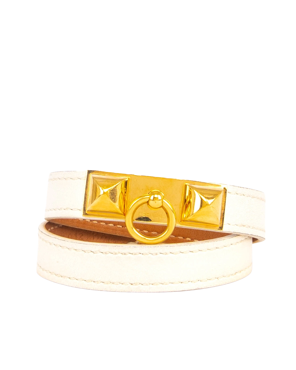 HERMES RIVALE BOUBLE TOUR BRACELET T2 BLANC GHW A MZ 012 HA 1474