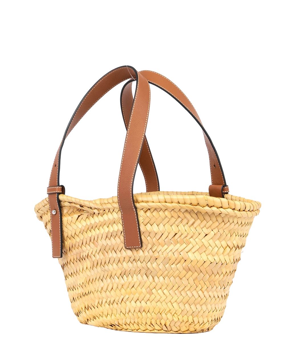 LOEWE TRIMMED BASKET TOTE BROWN WOVEN SHW 412052 0052