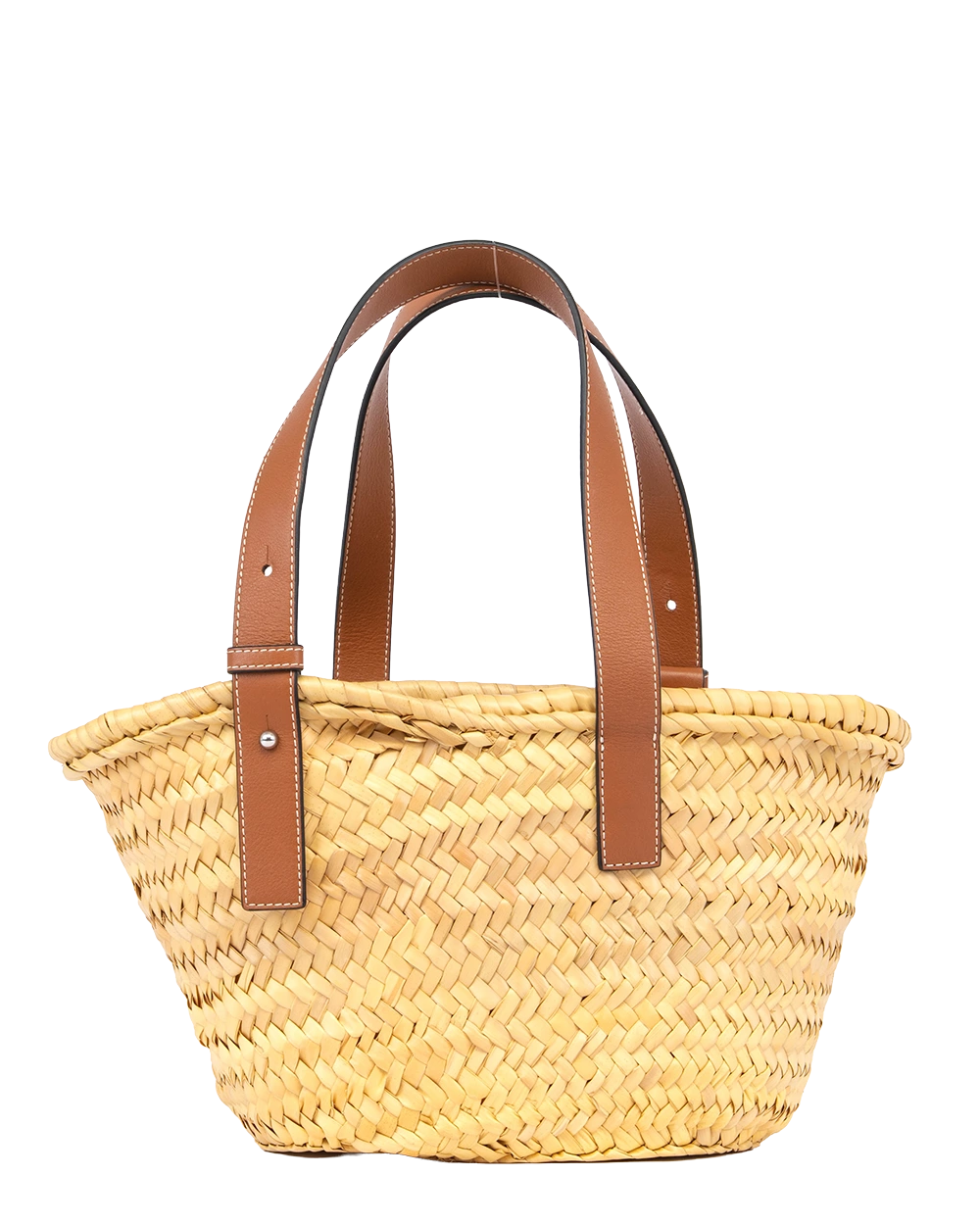 LOEWE TRIMMED BASKET TOTE BROWN WOVEN SHW 412052 0053