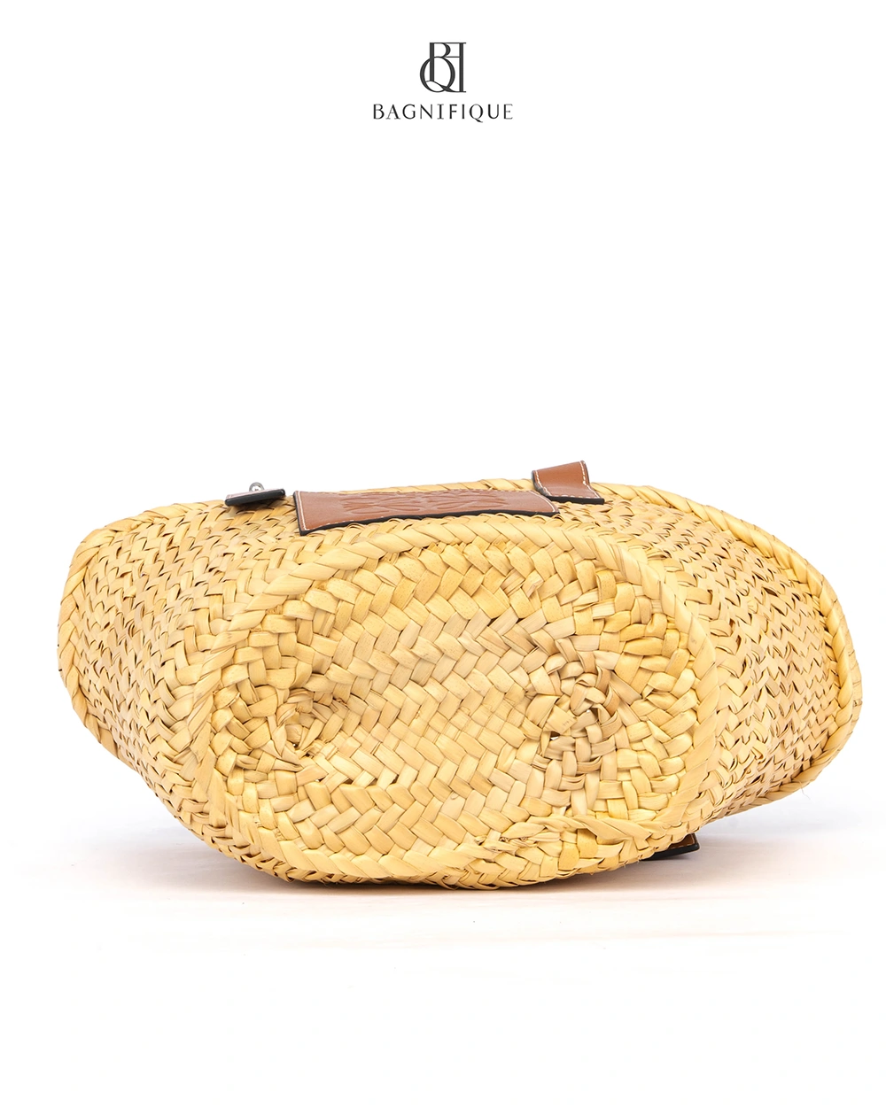 LOEWE TRIMMED BASKET TOTE BROWN WOVEN SHW 412052 0059