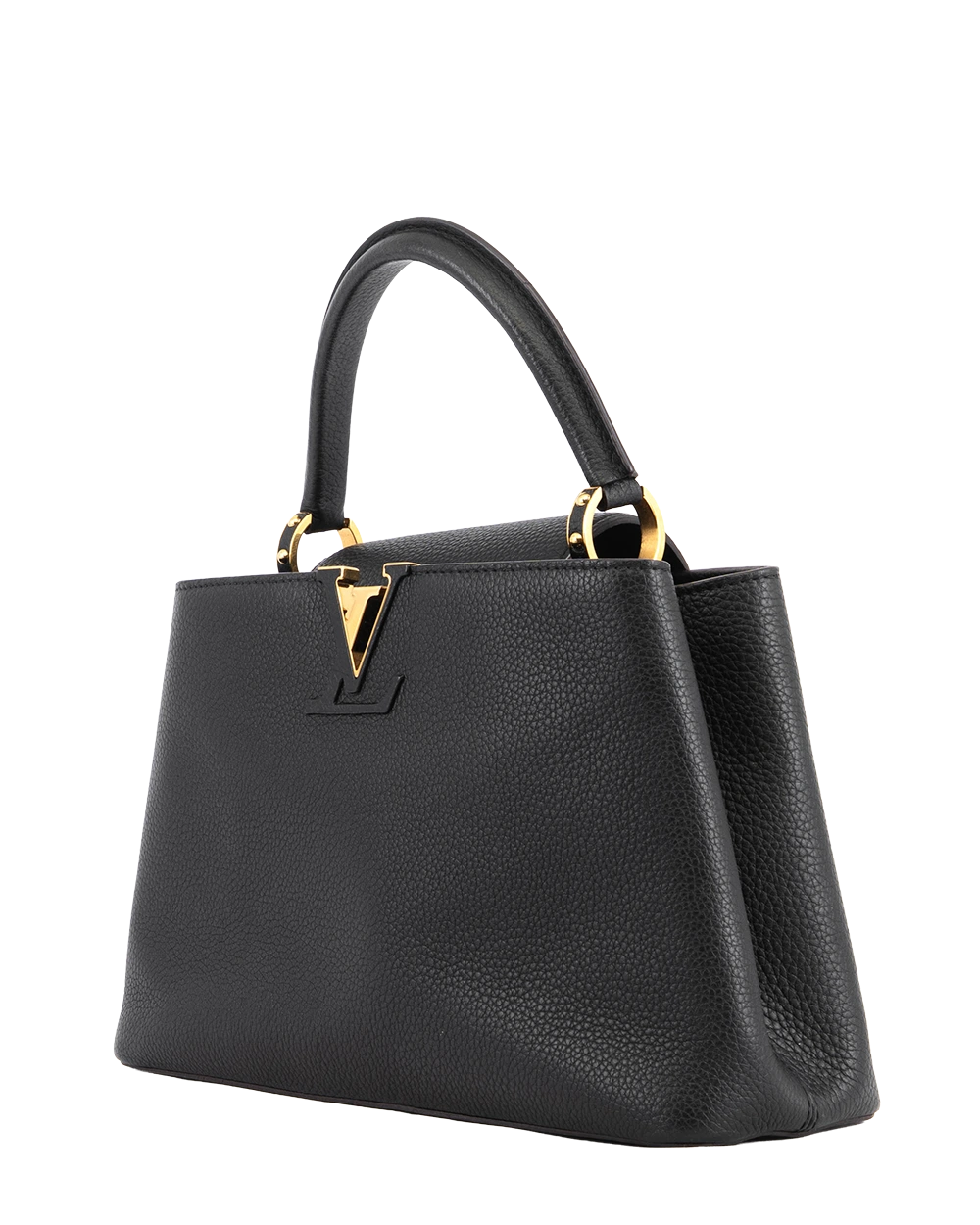 LV CAPUCINES PM BLACK CALF GHW MICROCHIP 1760