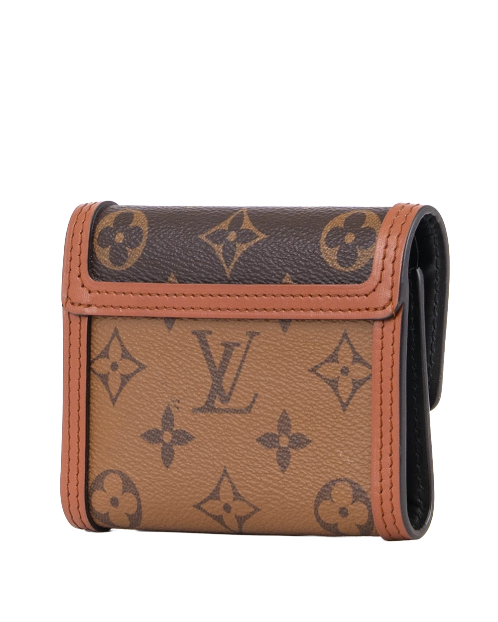 LV DAUPHINE COMPACT WALLET SHORT BROWN MONOGRAM REVERSE GHW MICROCHIP 0592
