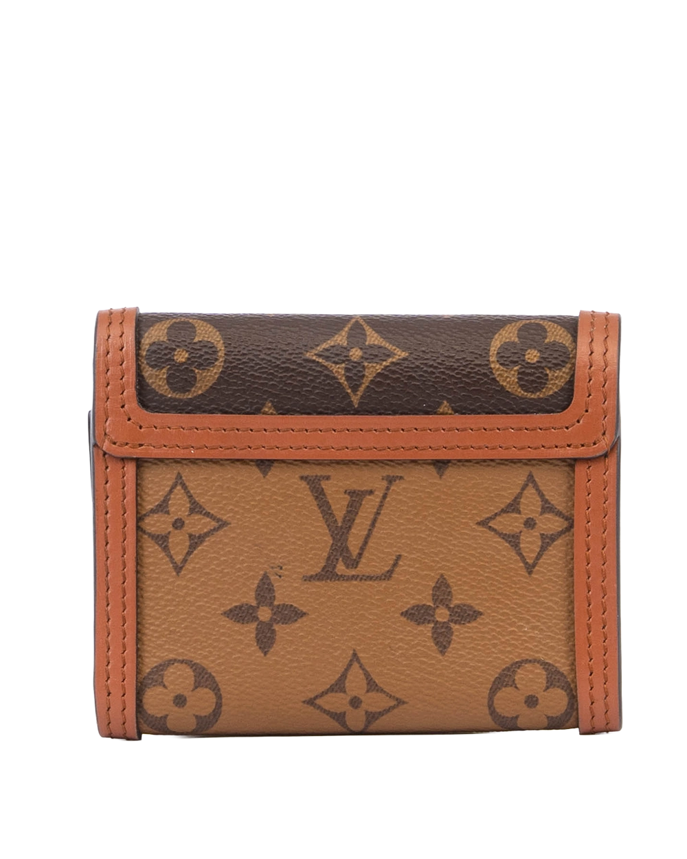 LV DAUPHINE COMPACT WALLET SHORT BROWN MONOGRAM REVERSE GHW MICROCHIP 0593