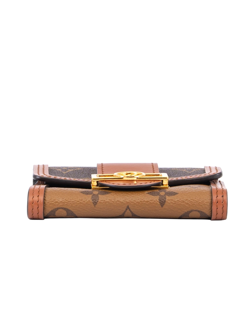 LV DAUPHINE COMPACT WALLET SHORT BROWN MONOGRAM REVERSE GHW MICROCHIP 0594