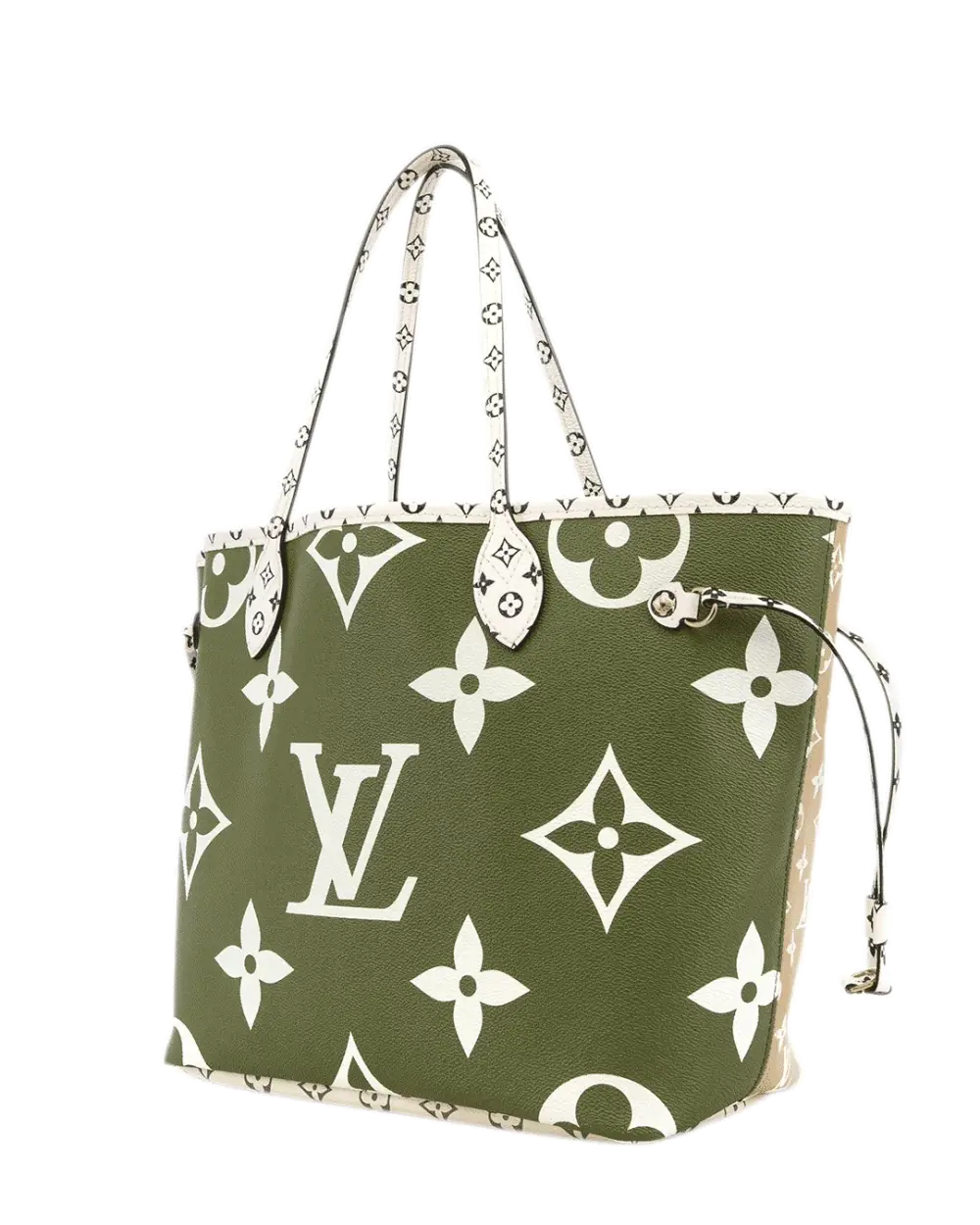 LV NEVERFULL MM KHAKI GREEN GIANT MONOGRAM CANVAS GHW AR1149 4811