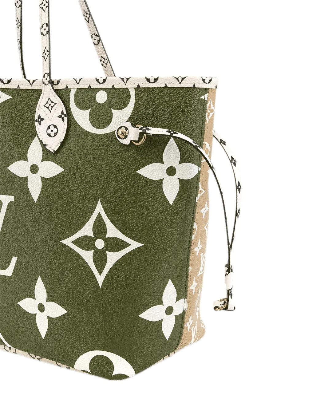 LV NEVERFULL MM KHAKI GREEN GIANT MONOGRAM CANVAS GHW AR1149 4815