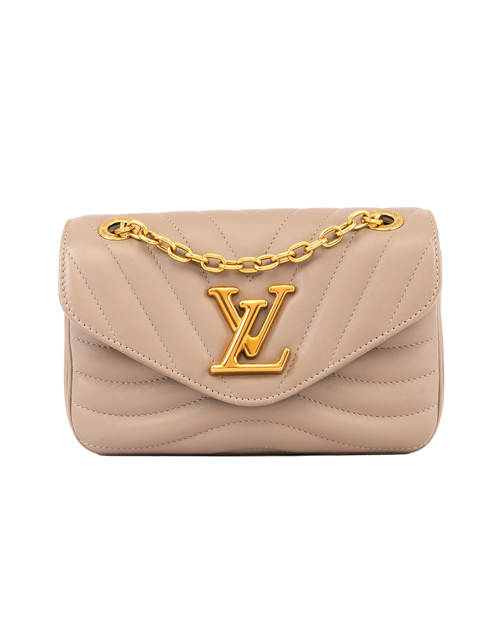 LV NEW WAVE WITH CHAIN PM BEIGE CALF GHW MICROCHIP 0389