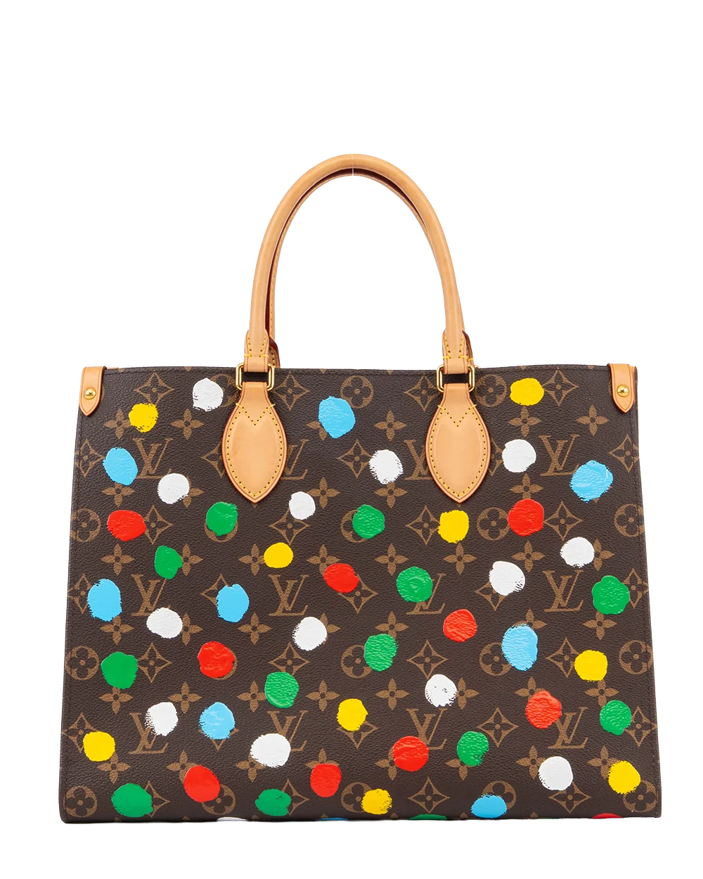 LV ON THE GO YAYOI KUSAMA MM BROWN MONOGRAM CANVAS GHW MICROCHIP 0941