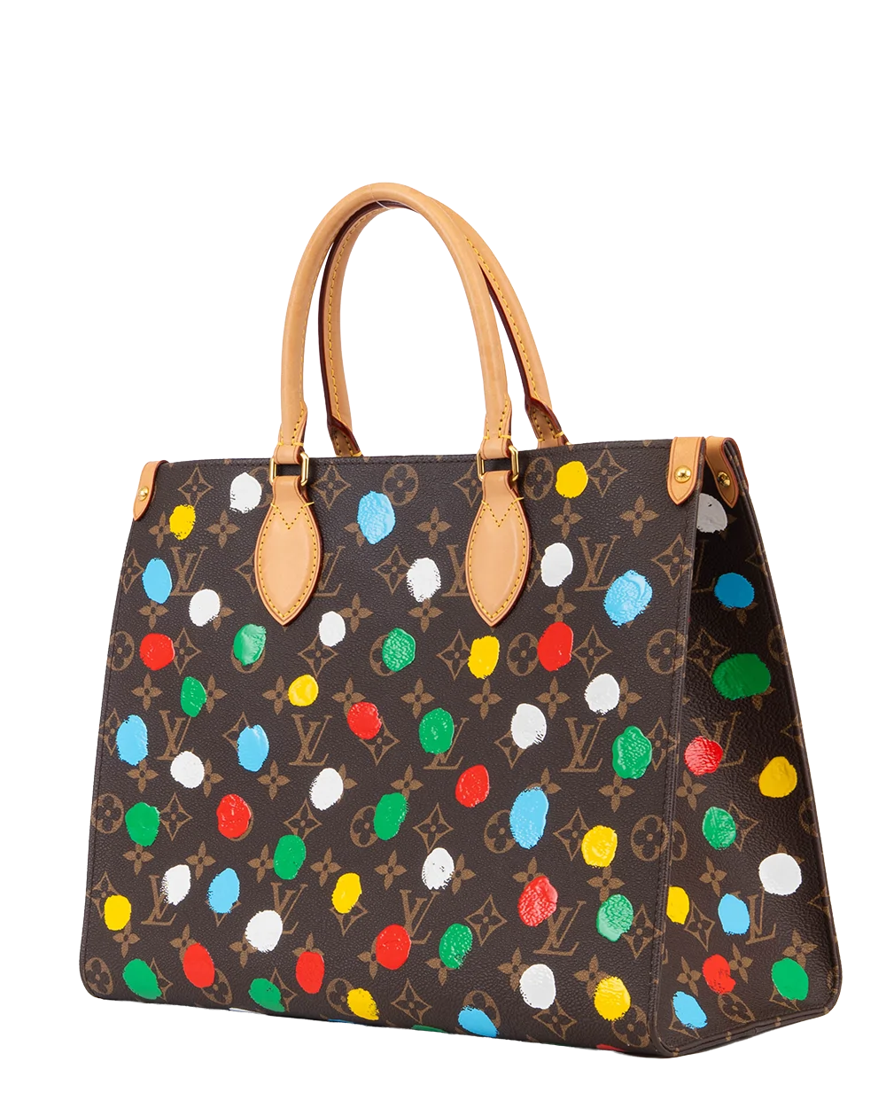 LV ON THE GO YAYOI KUSAMA MM BROWN MONOGRAM CANVAS GHW MICROCHIP 0942