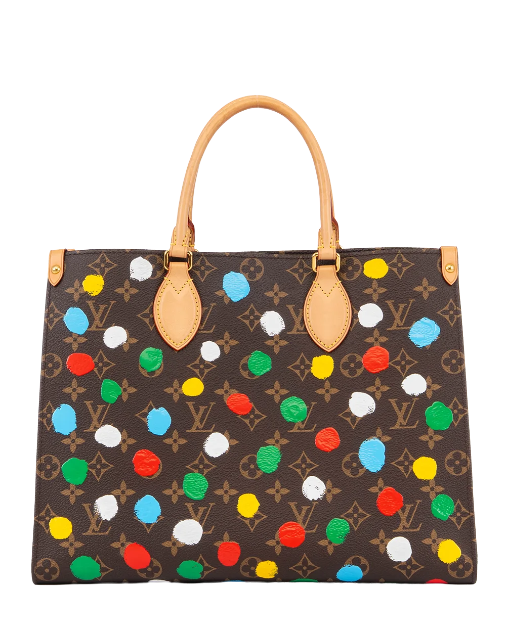 LV ON THE GO YAYOI KUSAMA MM BROWN MONOGRAM CANVAS GHW MICROCHIP 0944