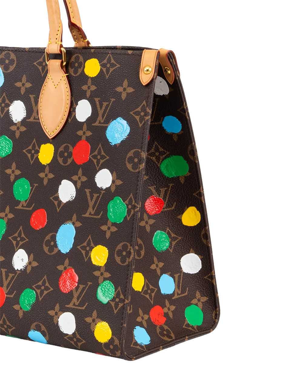 LV ON THE GO YAYOI KUSAMA MM BROWN MONOGRAM CANVAS GHW MICROCHIP 0946