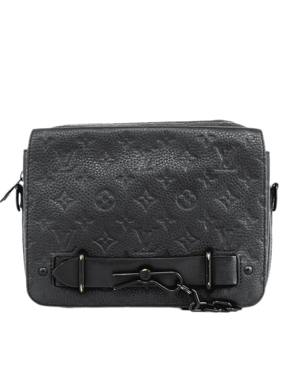 LV STEAMER MESSENGER BLACK TAURILLON MONOGRAM SOBLACK MICROCHIP 1487
