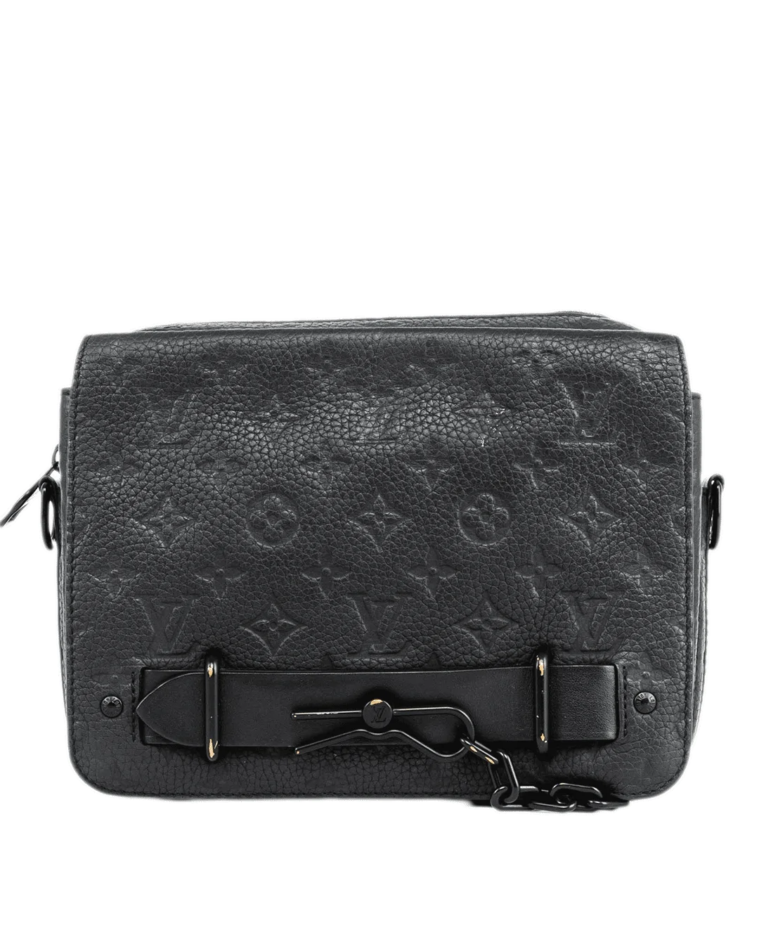 LV STEAMER MESSENGER BLACK TAURILLON MONOGRAM SOBLACK MICROCHIP 1487