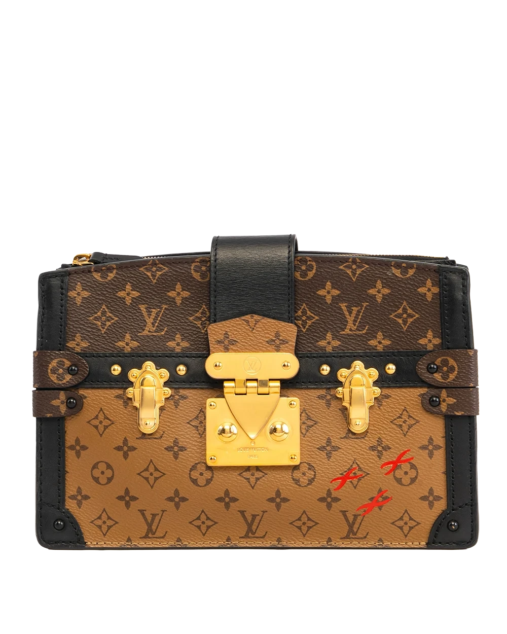 LV TRUNK CLUTCH REVERSE MONOGRAM CANVAS GHW MICROCHIP 2337