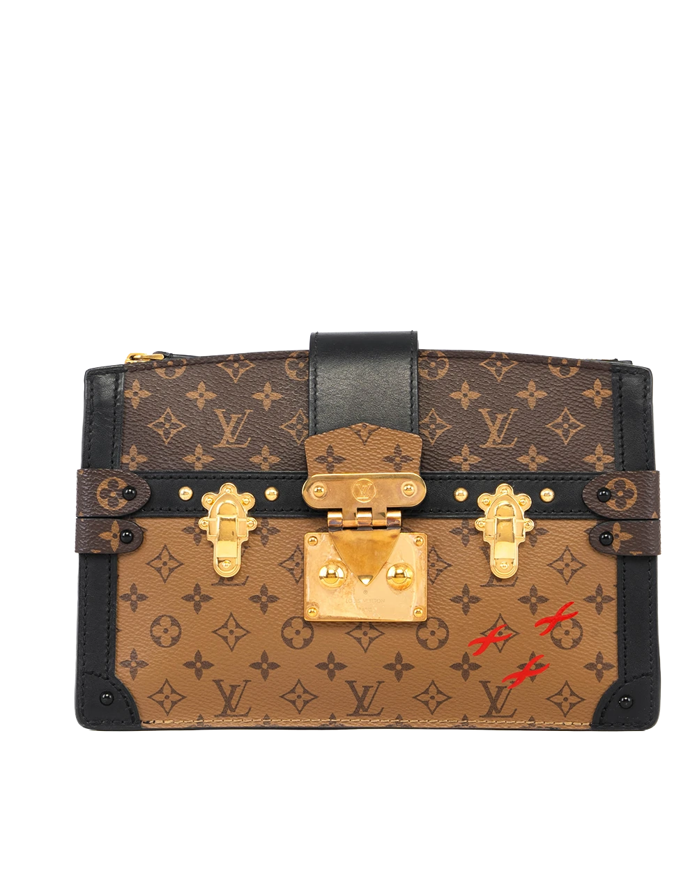 LV TRUNK CLUTCH REVERSE MONOGRAM CANVAS GHW MICROCHIP 2877