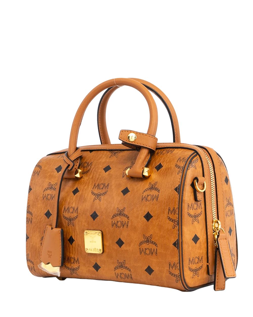 MCM AREN BOSTON SMALL BROWN CANVAS GHW MWBAASE02CO001 10032106 2386