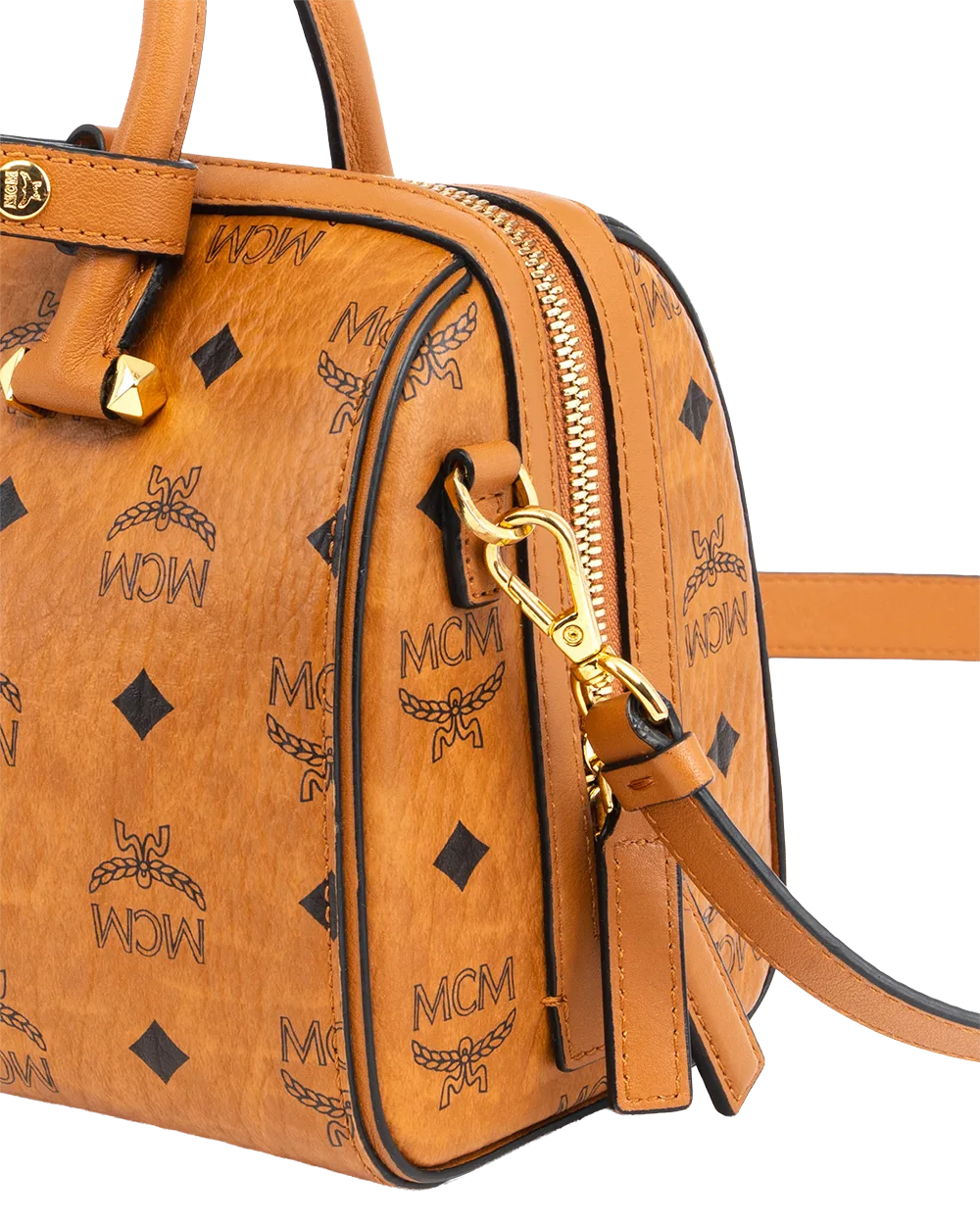 MCM AREN BOSTON SMALL BROWN CANVAS GHW MWBAASE02CO001 10032106 2392