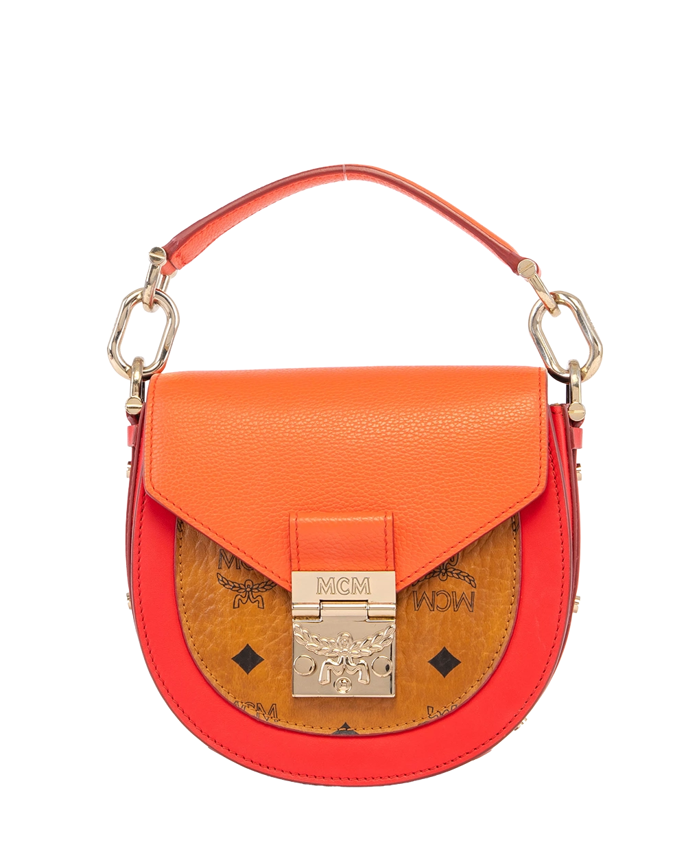 MCM PRATICIA BAG BROWN RED CANVAS GHW 2929