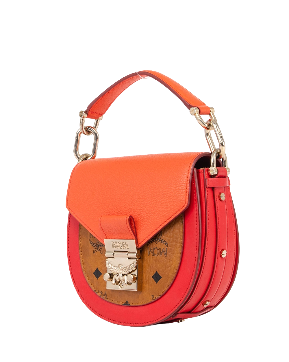 MCM PRATICIA BAG BROWN RED CANVAS GHW 2931