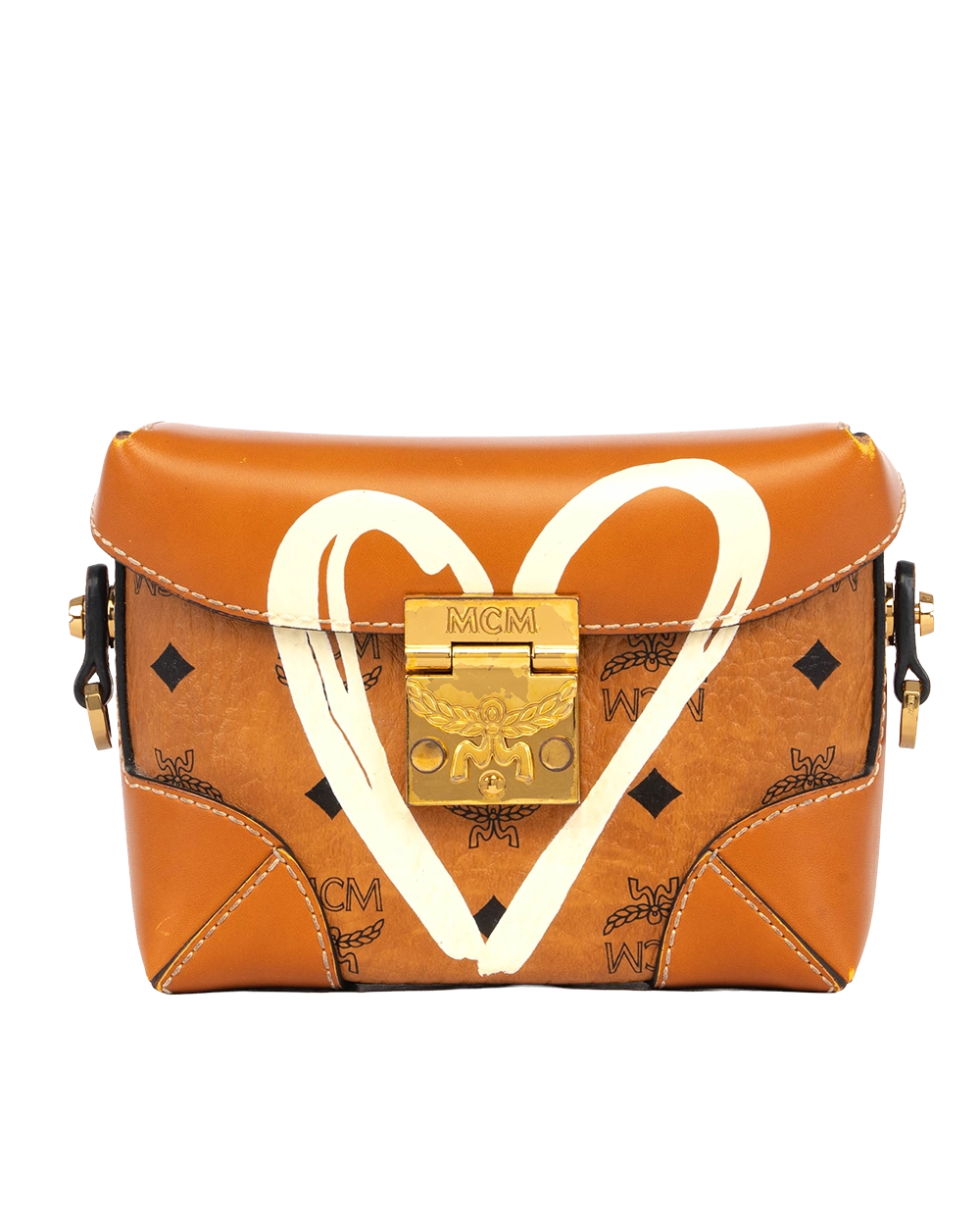 MCM SOFT BERLIN HEART BROWN CANVAS GHW MWZDAUP01CO00110752306 0890