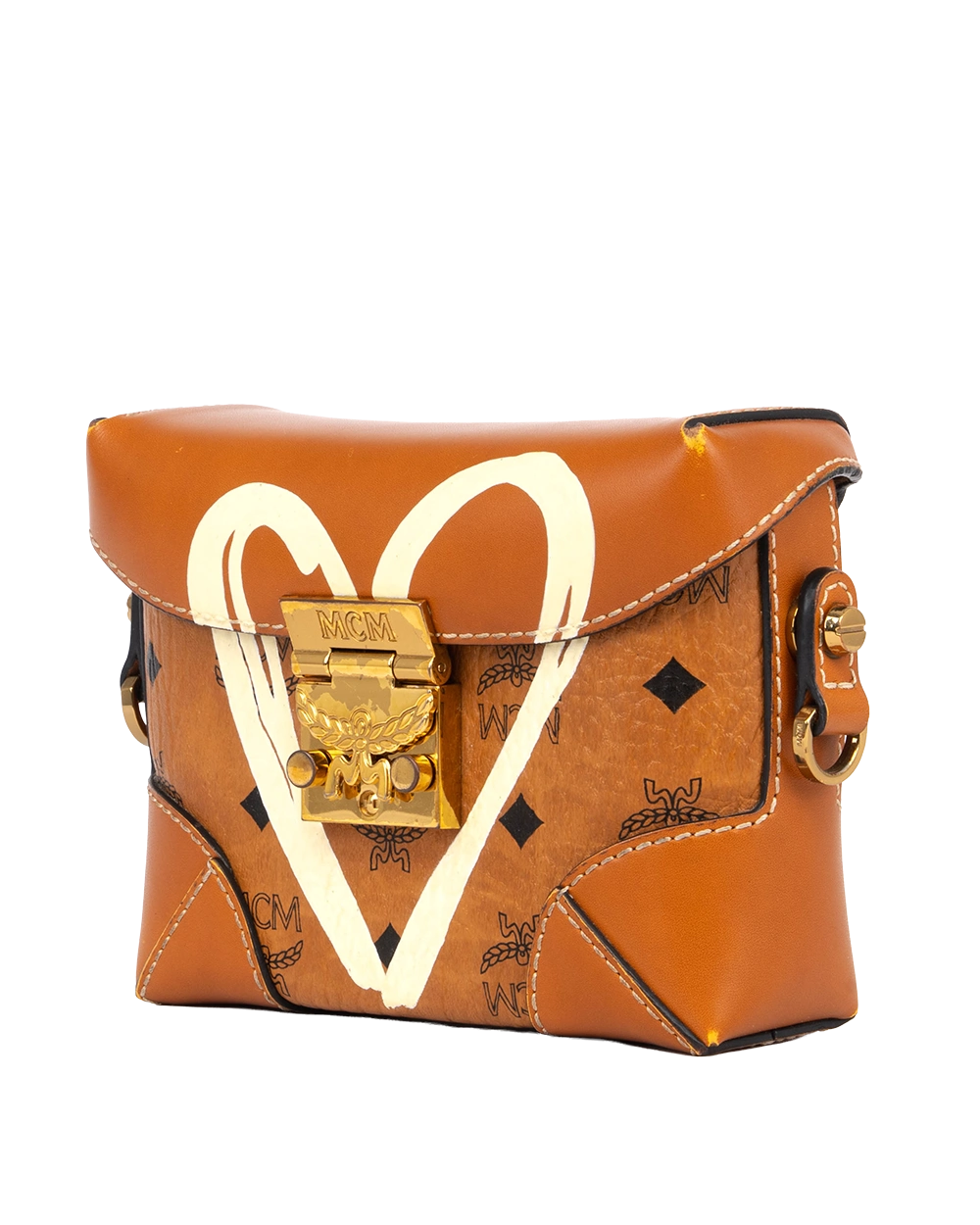 MCM SOFT BERLIN HEART BROWN CANVAS GHW MWZDAUP01CO00110752306 0891