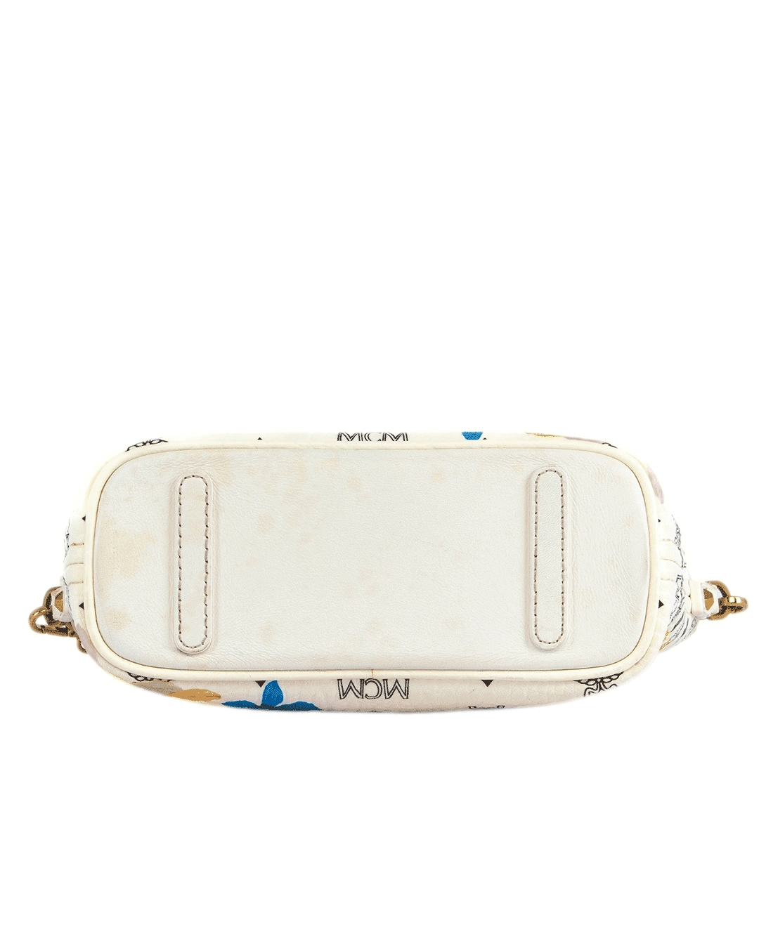 MCM TOP ZIP SHOPPER FLOWER MINI WHITE CANVAS GHW MWPBSSE84WT00100110031710 1811