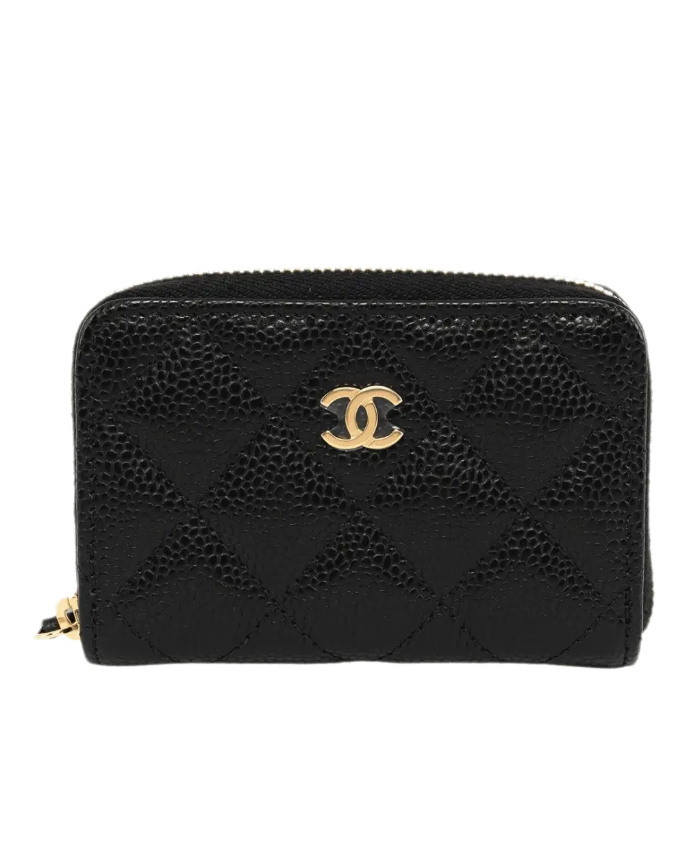 NEW CHANEL CLASSIC ZIPPED COIN PURSE SHORT BLACK CAVIAR GHW XTA8981E 0716
