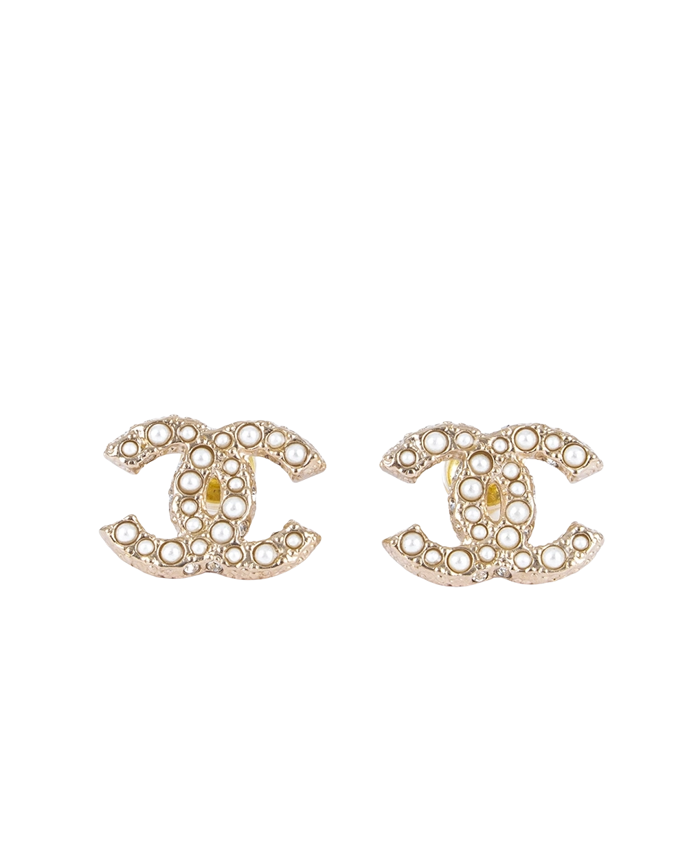 NEW CHANEL EARRING CC LOGO PEARL 1.5 CM GHW 0755