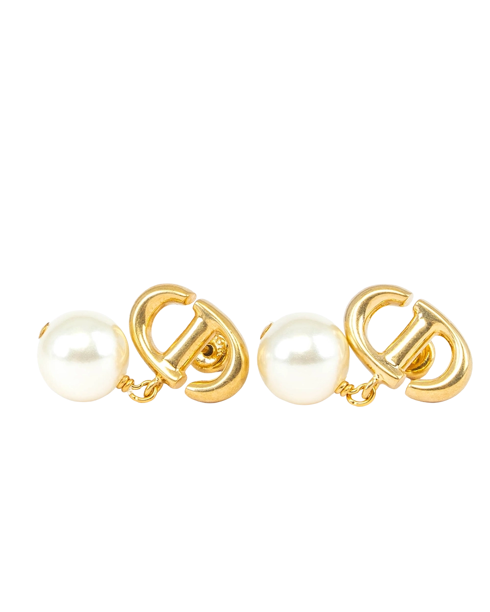 NEW DIOR CD NAVY EARRINGS GOLD PEARL GHW 0759