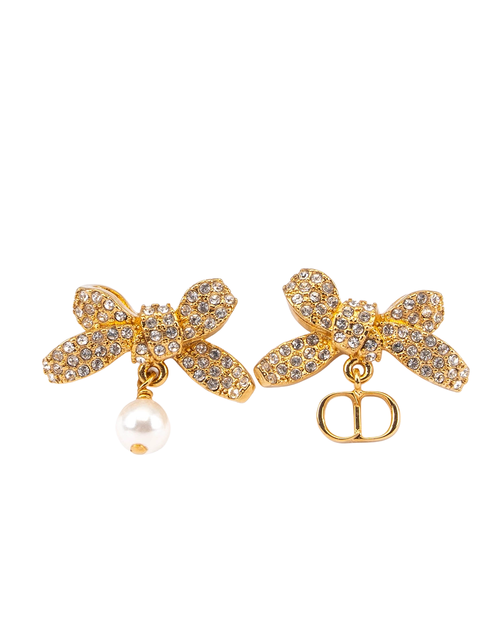 NEW DIOR DELICATE BOW EARRINGS CRYSTAL GHW 0800