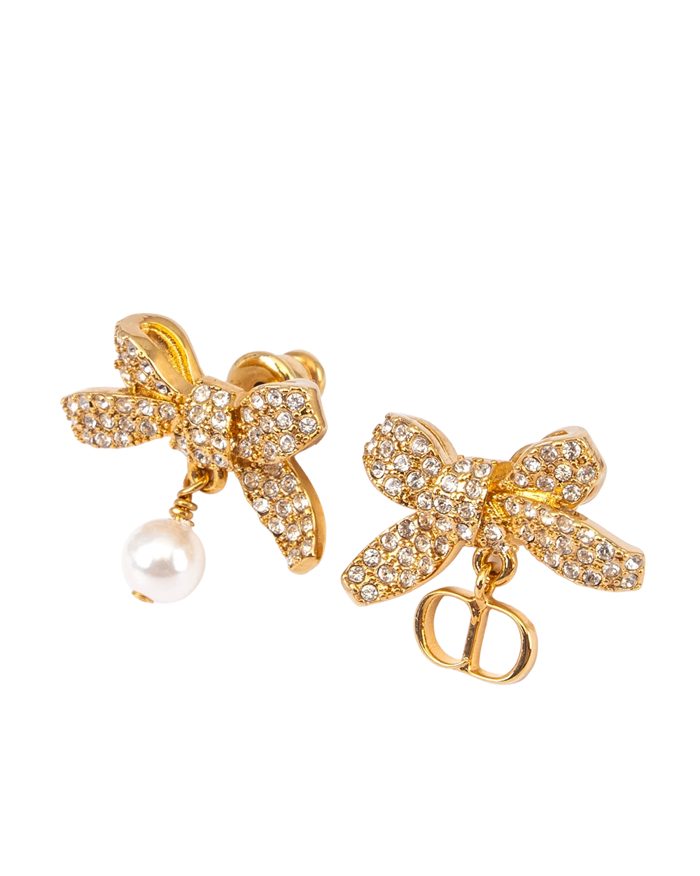 NEW DIOR DELICATE BOW EARRINGS CRYSTAL GHW 0802
