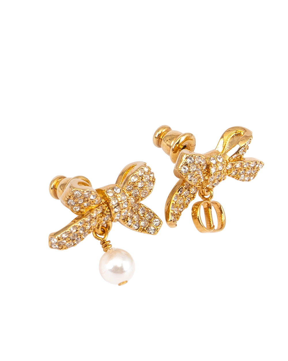 NEW DIOR DELICATE BOW EARRINGS CRYSTAL GHW 0803