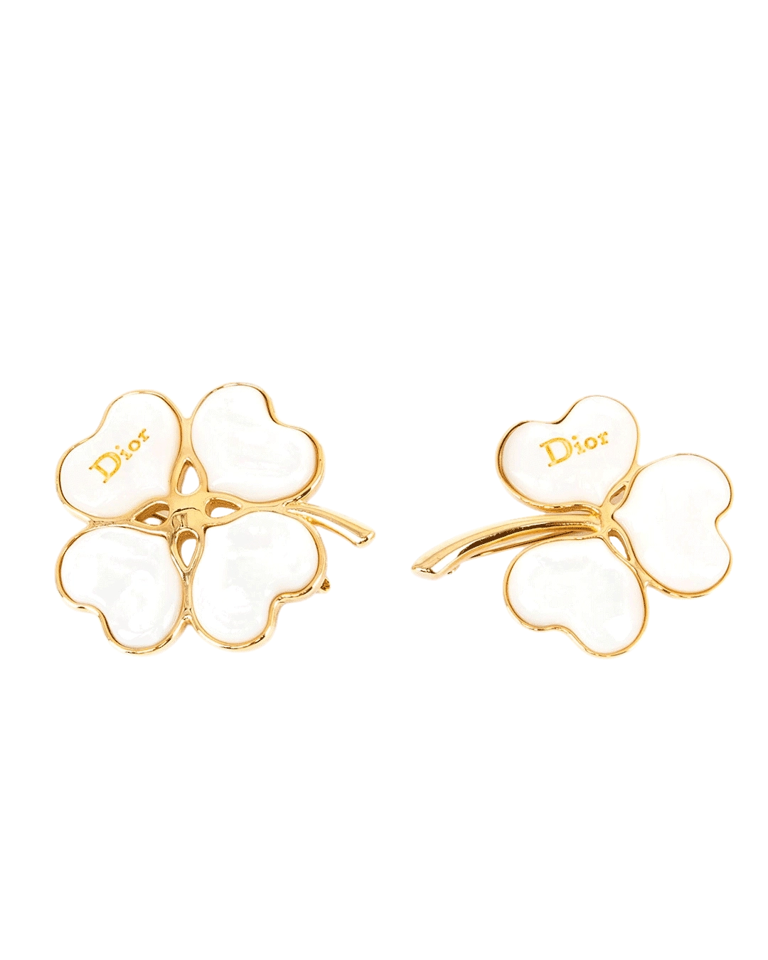 NEW DIOR SPARKLING CLOVER BROOCH WHITE GHW 2053