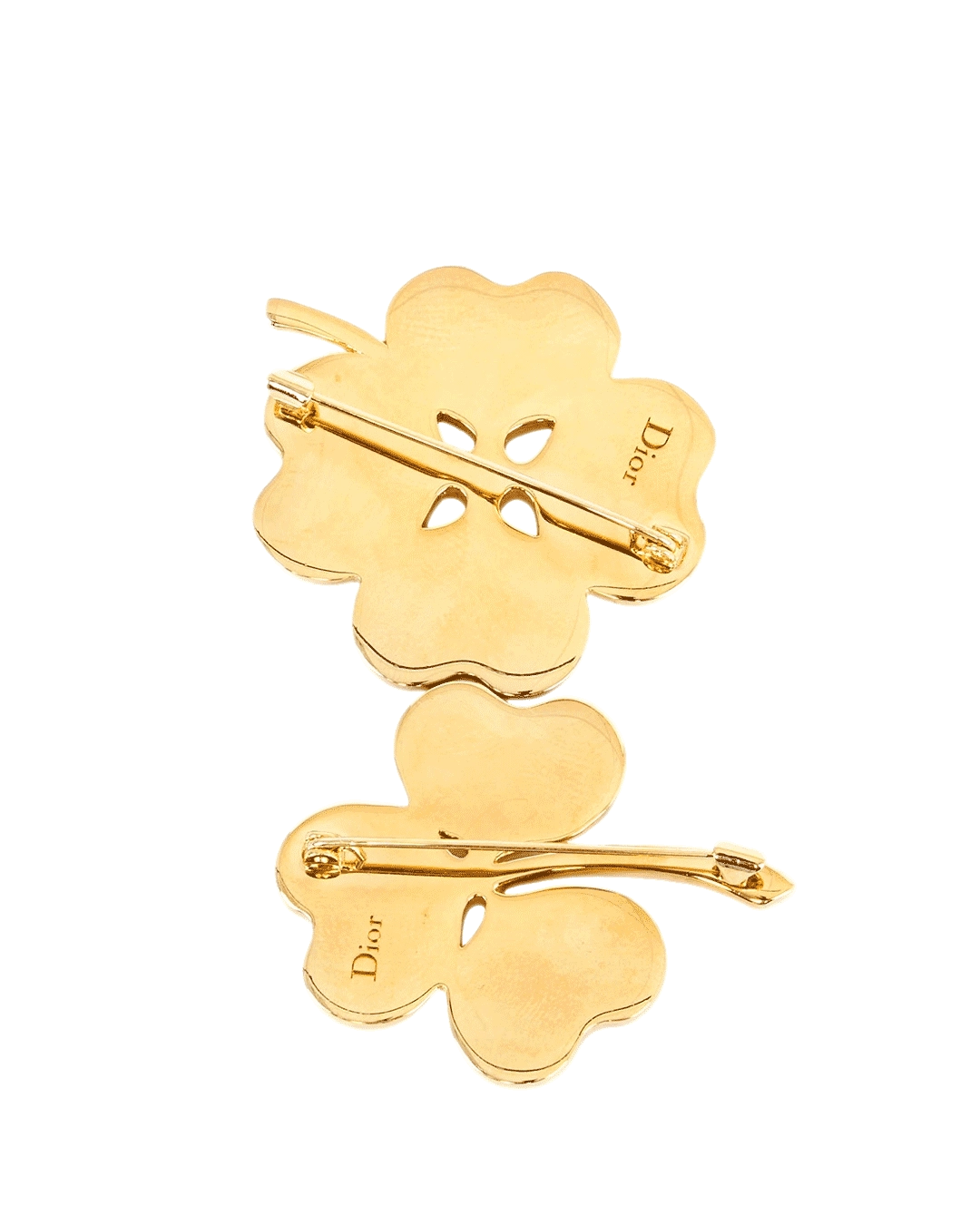NEW DIOR SPARKLING CLOVER BROOCH WHITE GHW 2055