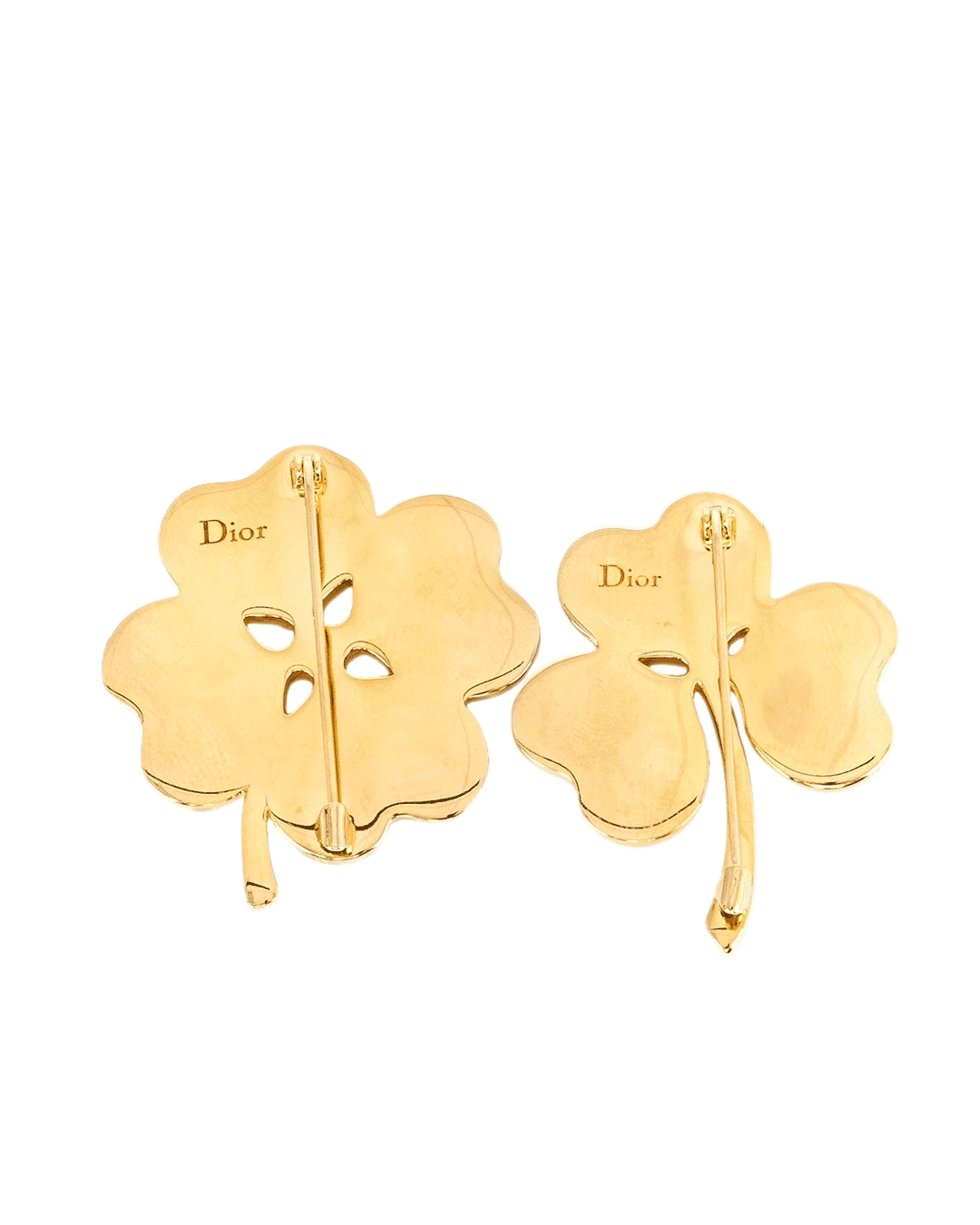 NEW DIOR SPARKLING CLOVER BROOCH WHITE GHW 2056