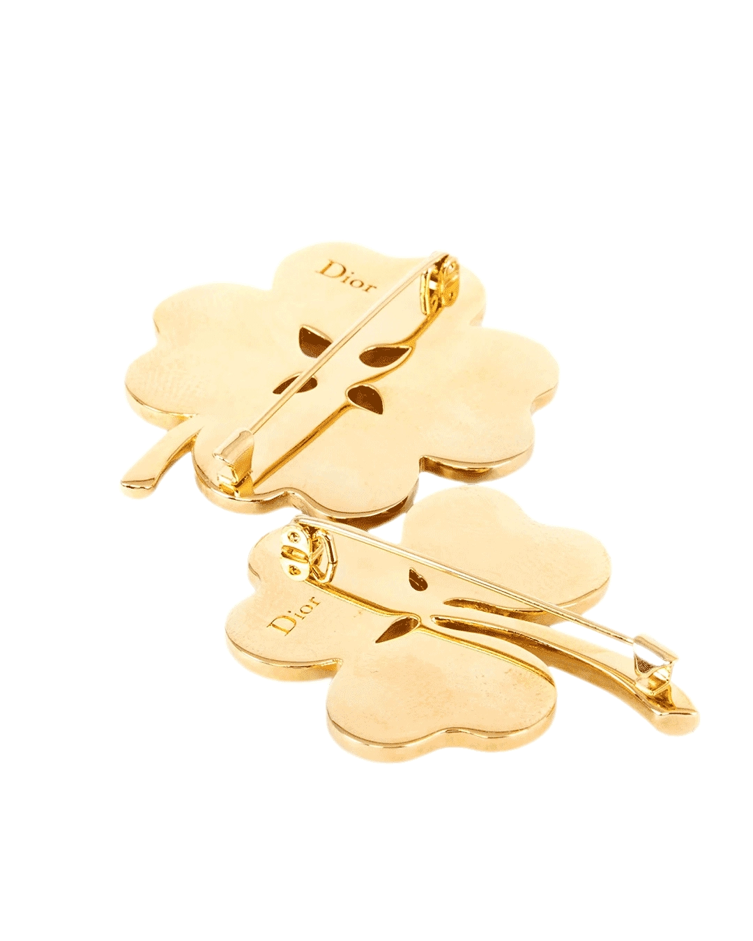 NEW DIOR SPARKLING CLOVER BROOCH WHITE GHW 2057