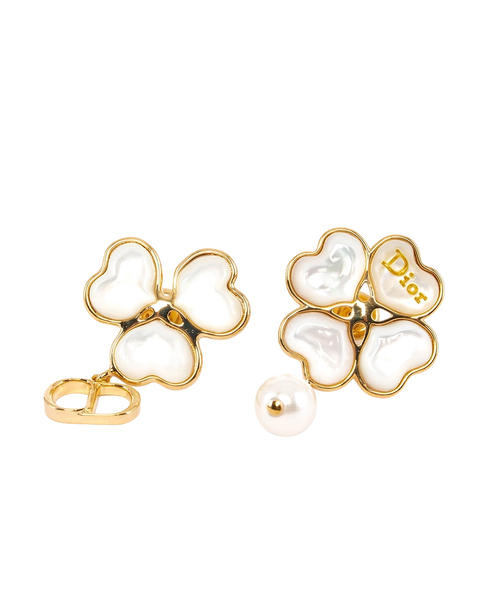 NEW DIOR SPARKLING CLOVER EARRINGS WHITE GOLD GHW 0782