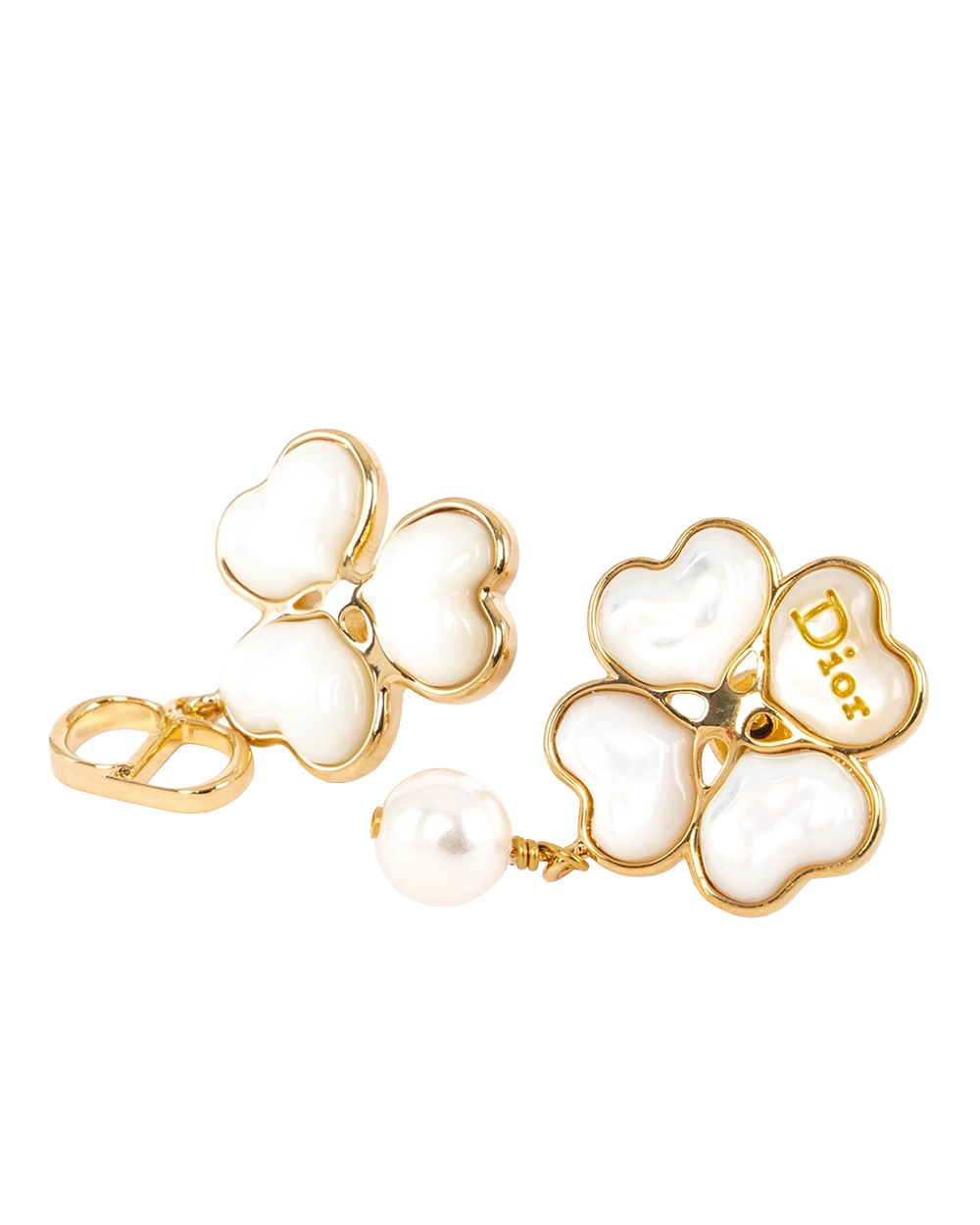NEW DIOR SPARKLING CLOVER EARRINGS WHITE GOLD GHW 0784