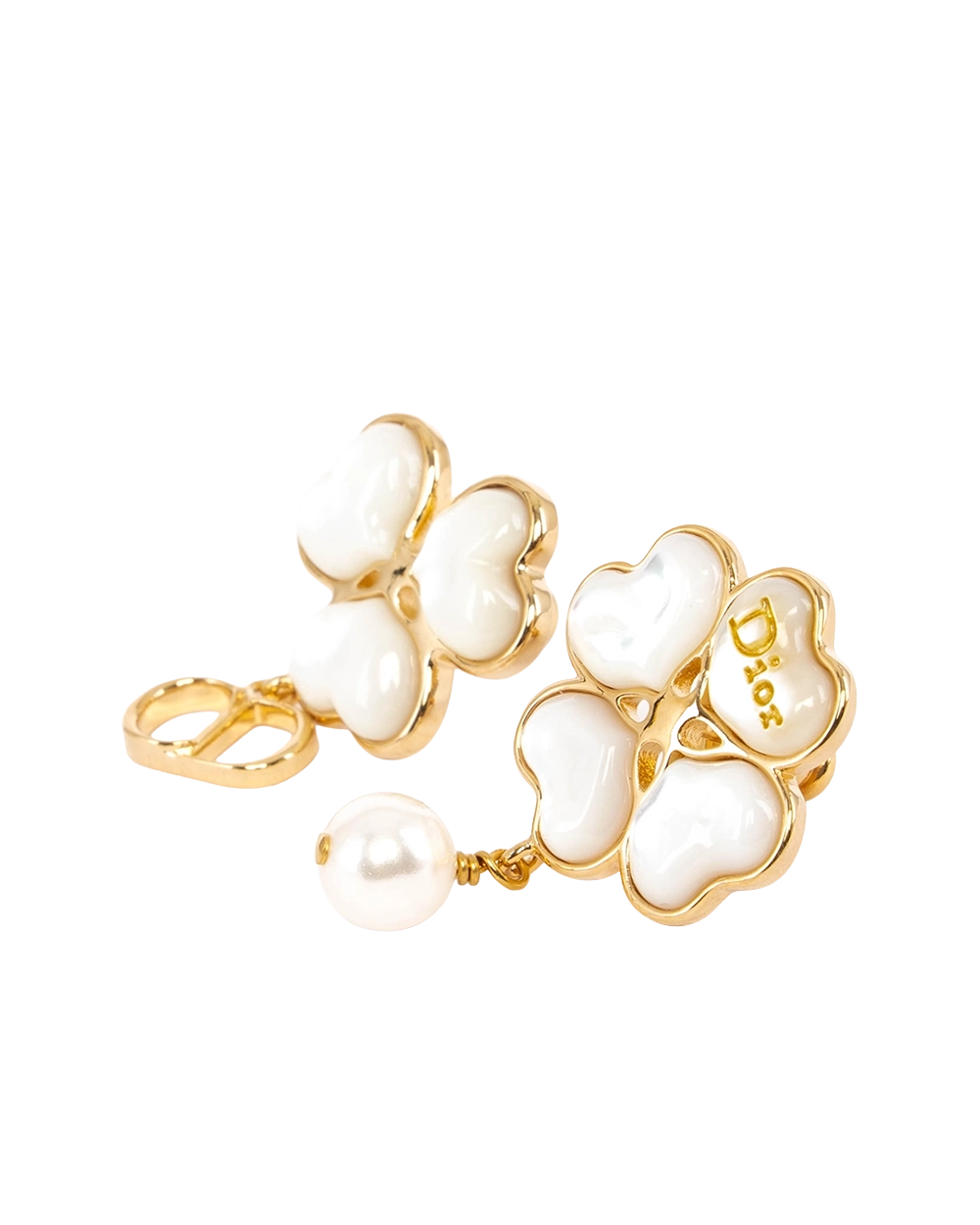 NEW DIOR SPARKLING CLOVER EARRINGS WHITE GOLD GHW 0785