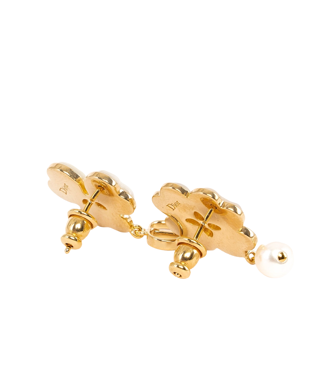 NEW DIOR SPARKLING CLOVER EARRINGS WHITE GOLD GHW 0786