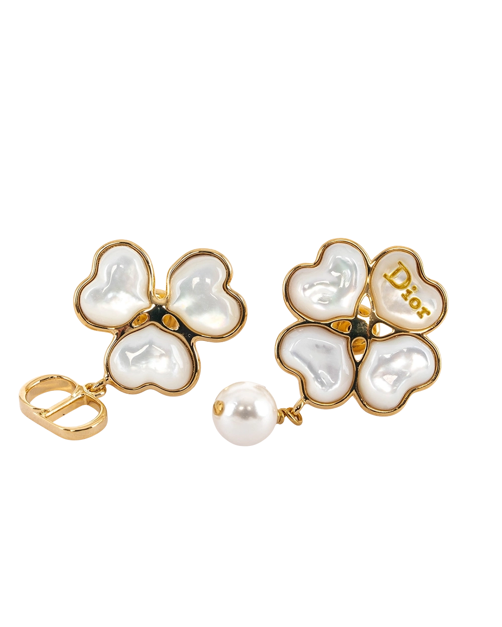 NEW DIOR SPARKLING CLOVER EARRINGS WHITE GOLD GHW 0788