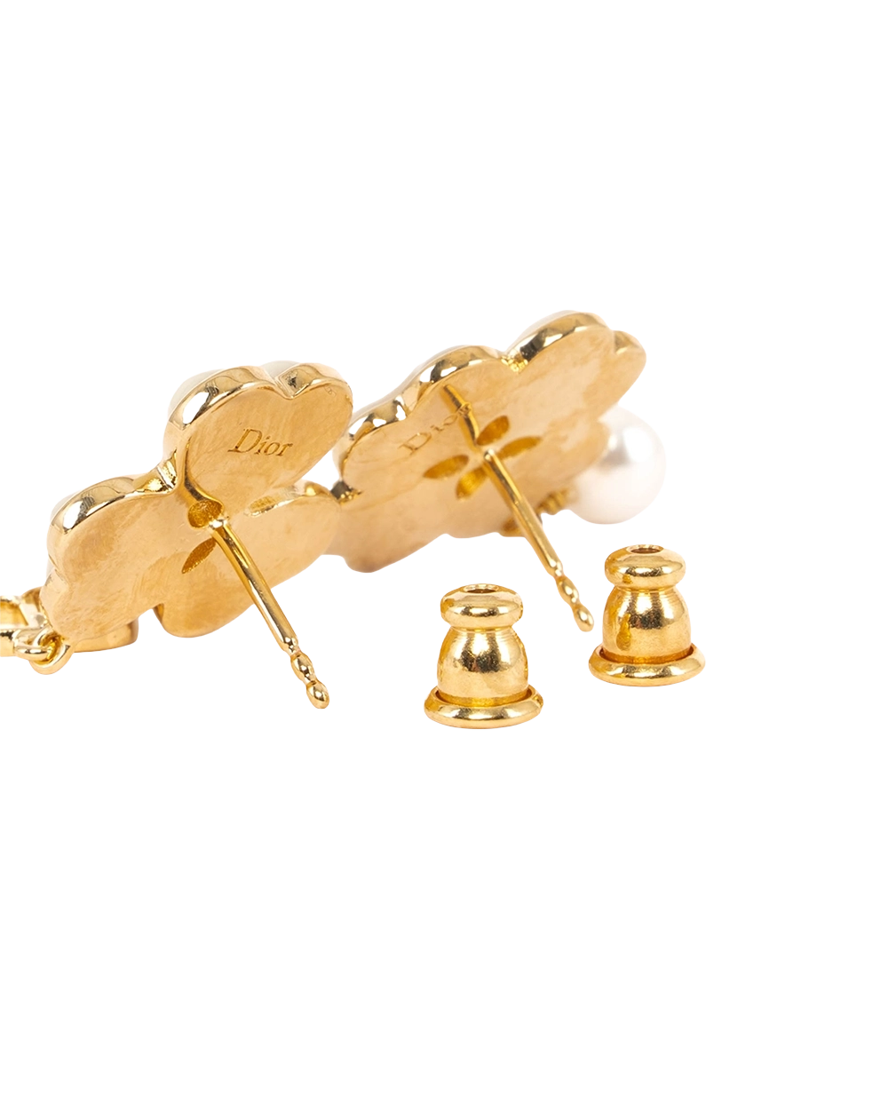 NEW DIOR SPARKLING CLOVER EARRINGS WHITE GOLD GHW 0789