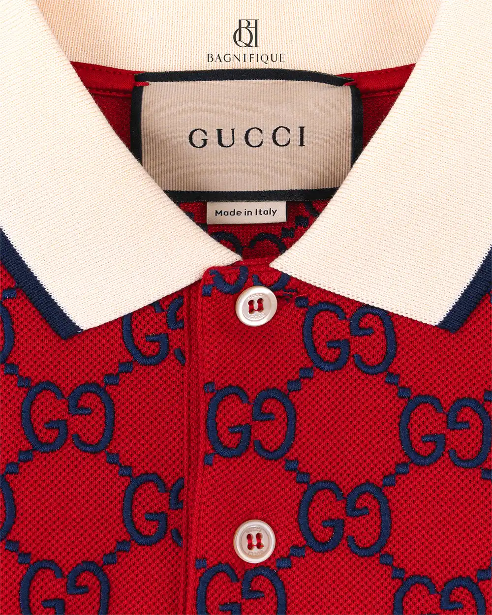 NEW GUCCI GG STRETCH POLO XL RED COTTON 0802