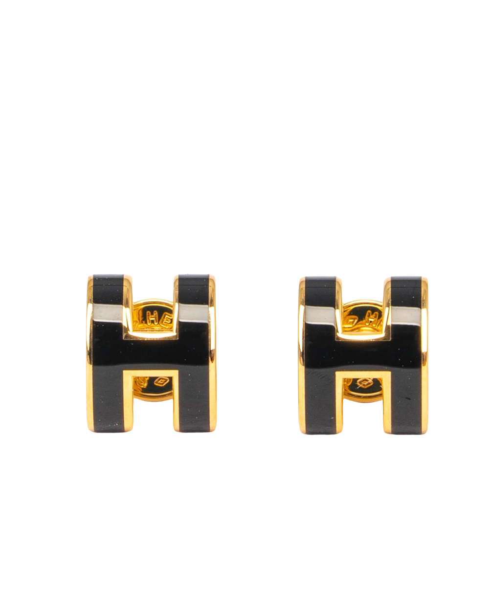 NEW HERMES H POP EARRINGS MINI BLACK GHW ST 02 65 1516