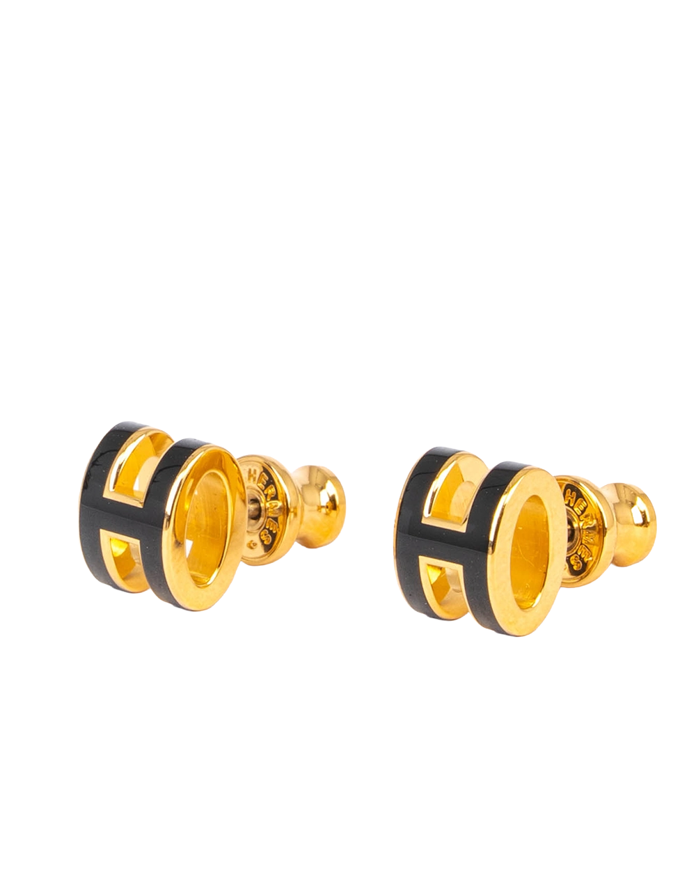 NEW HERMES H POP EARRINGS MINI BLACK GHW ST 02 65 1517